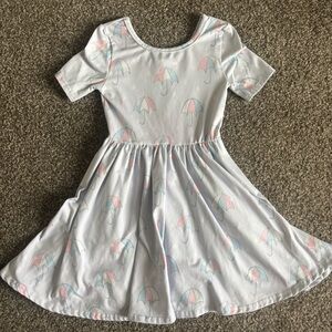 Little Stocking Co Girls Umbrella Print Dress - Pastel Colors